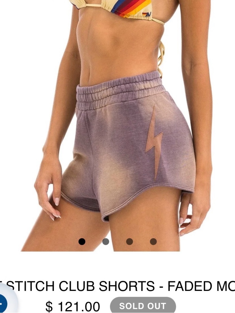 Aviator Nation Faded Mauve Lightning Bolt Athletic Shorts